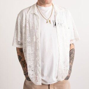 Aries PF/23 White Lace Hawaiian Shirt